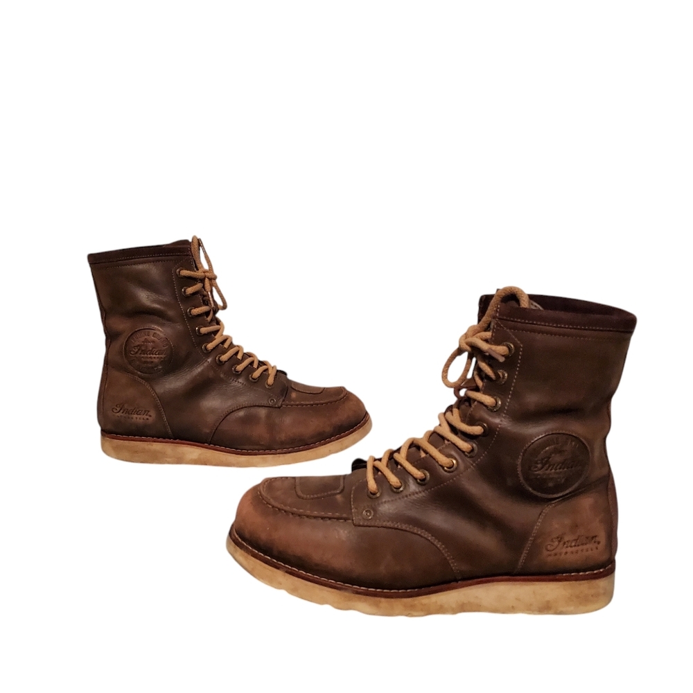 Brown Leather High-Top Boots with Lace-Up Design